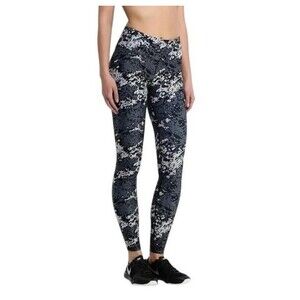 Nike Dri Fit Gray White Abstract Stretchy Active Outdoor Logo Legging Medium